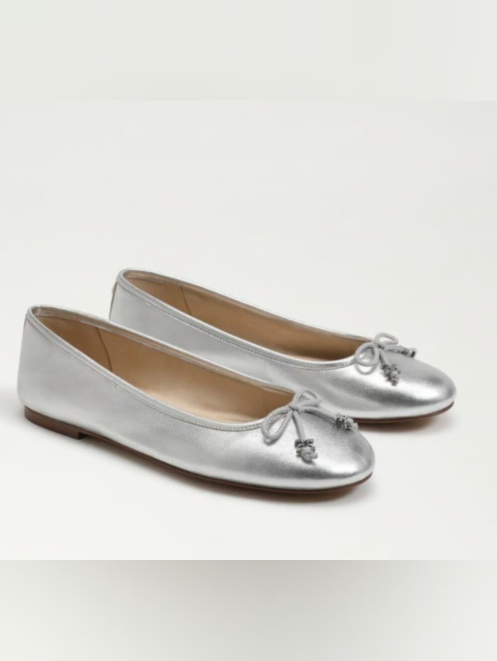Sam Edelman Silver Metallic Bow Ballet Flats